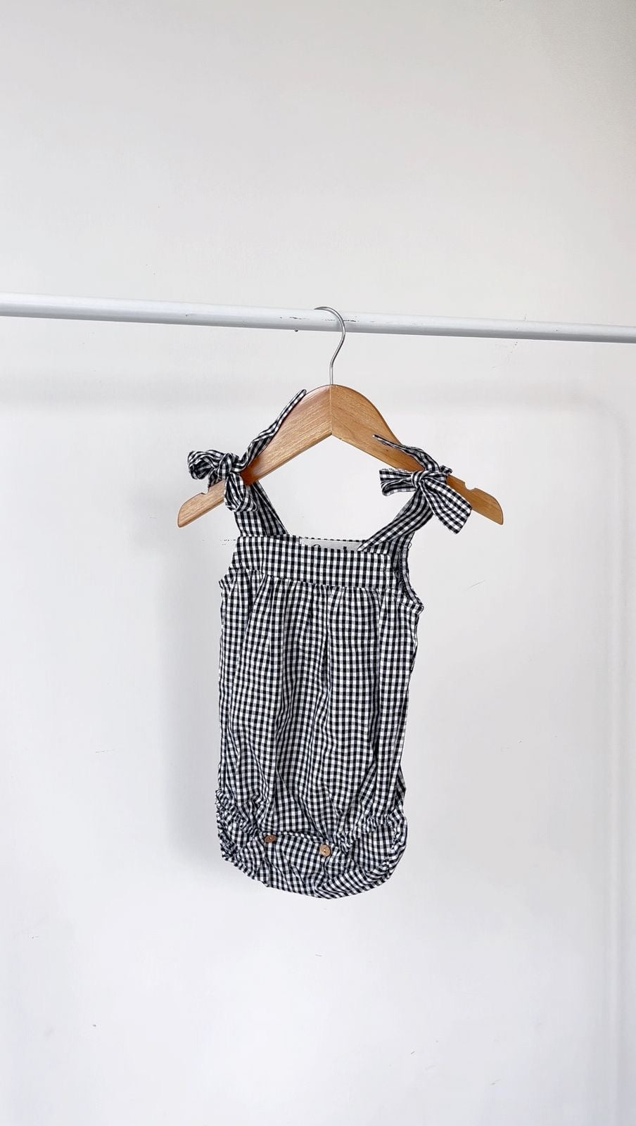 Baby Annie Romper (Black Gingham)