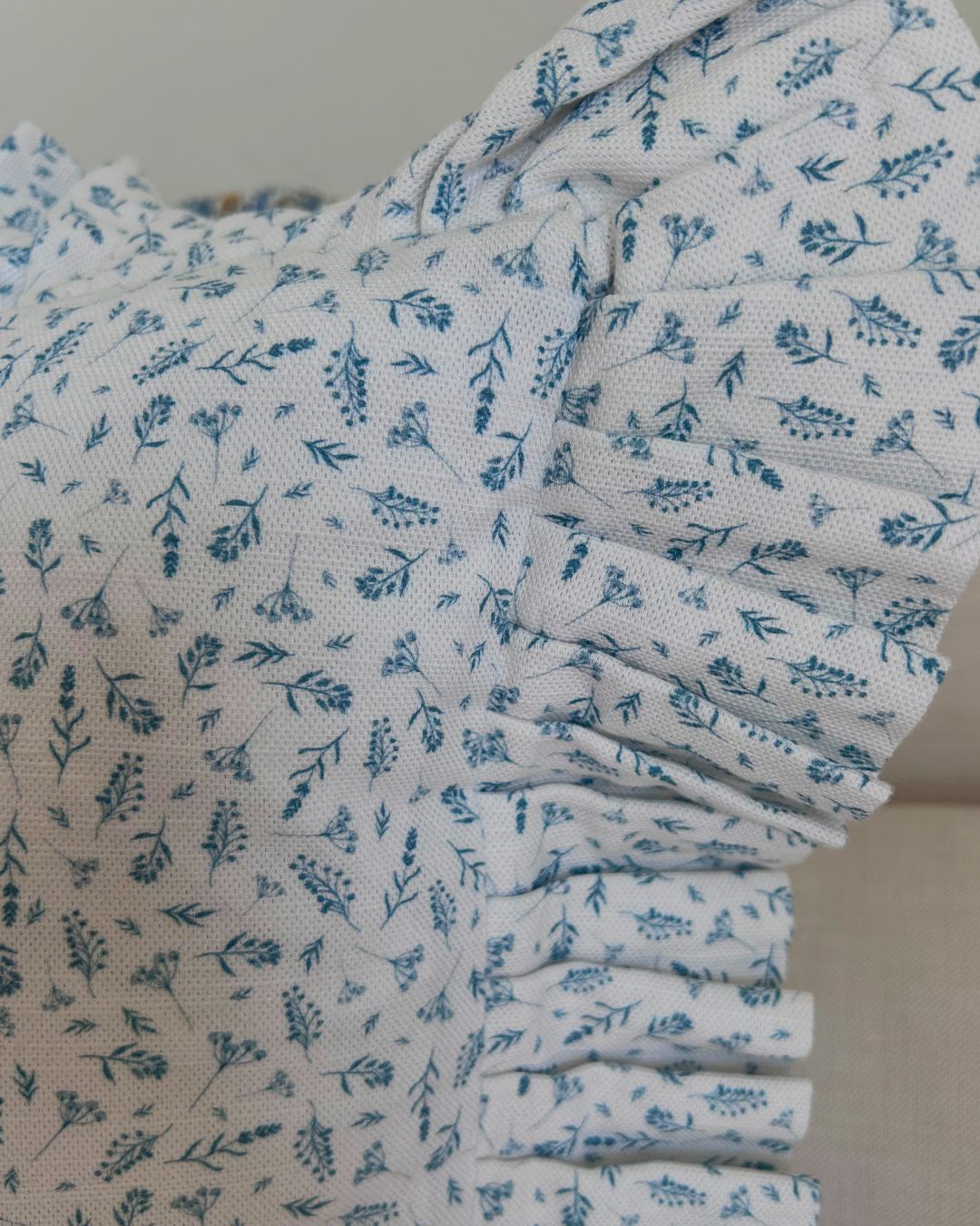 "Floating Ferns" - Floral Frill Cushion