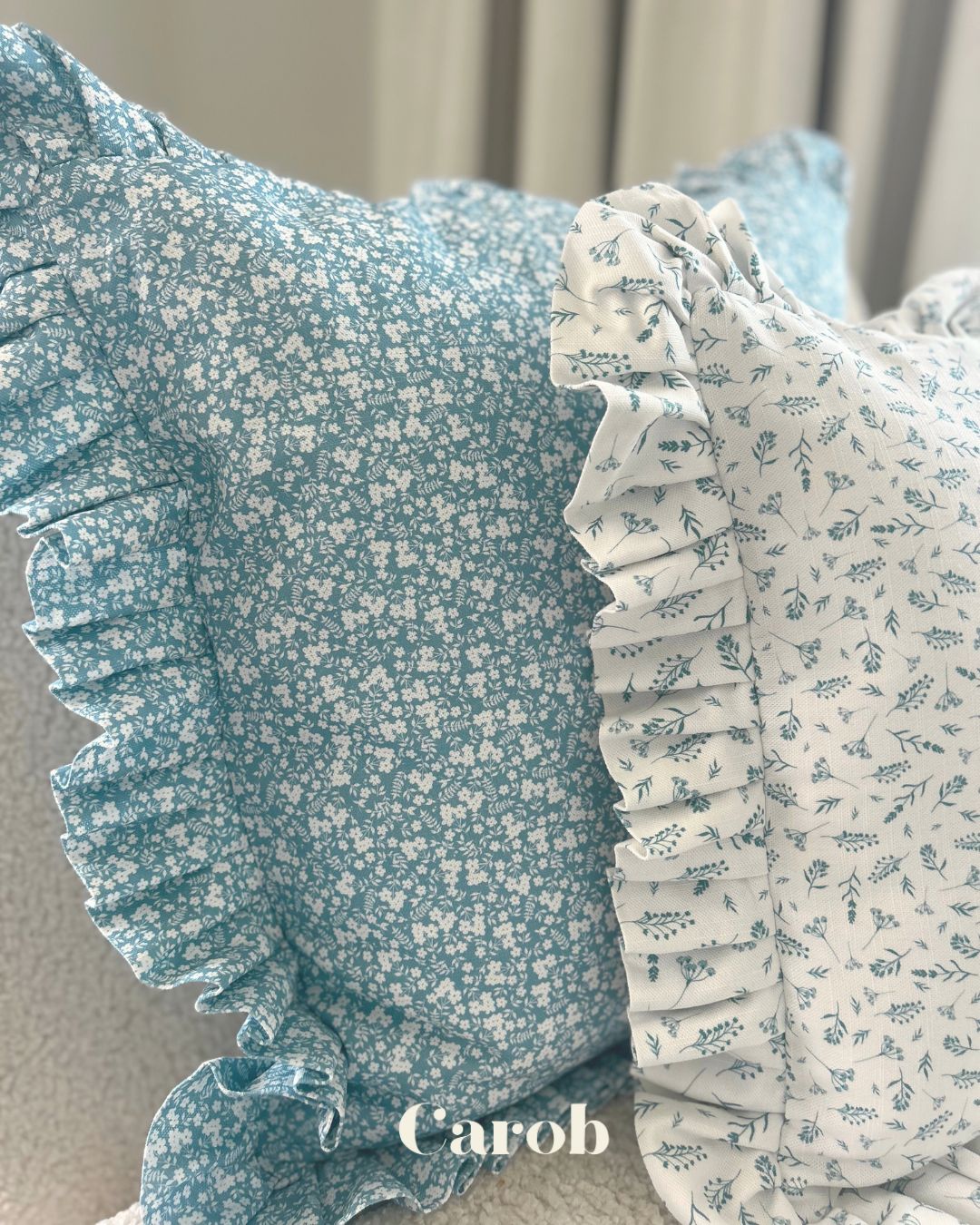 "Floating Ferns" - Floral Frill Cushion