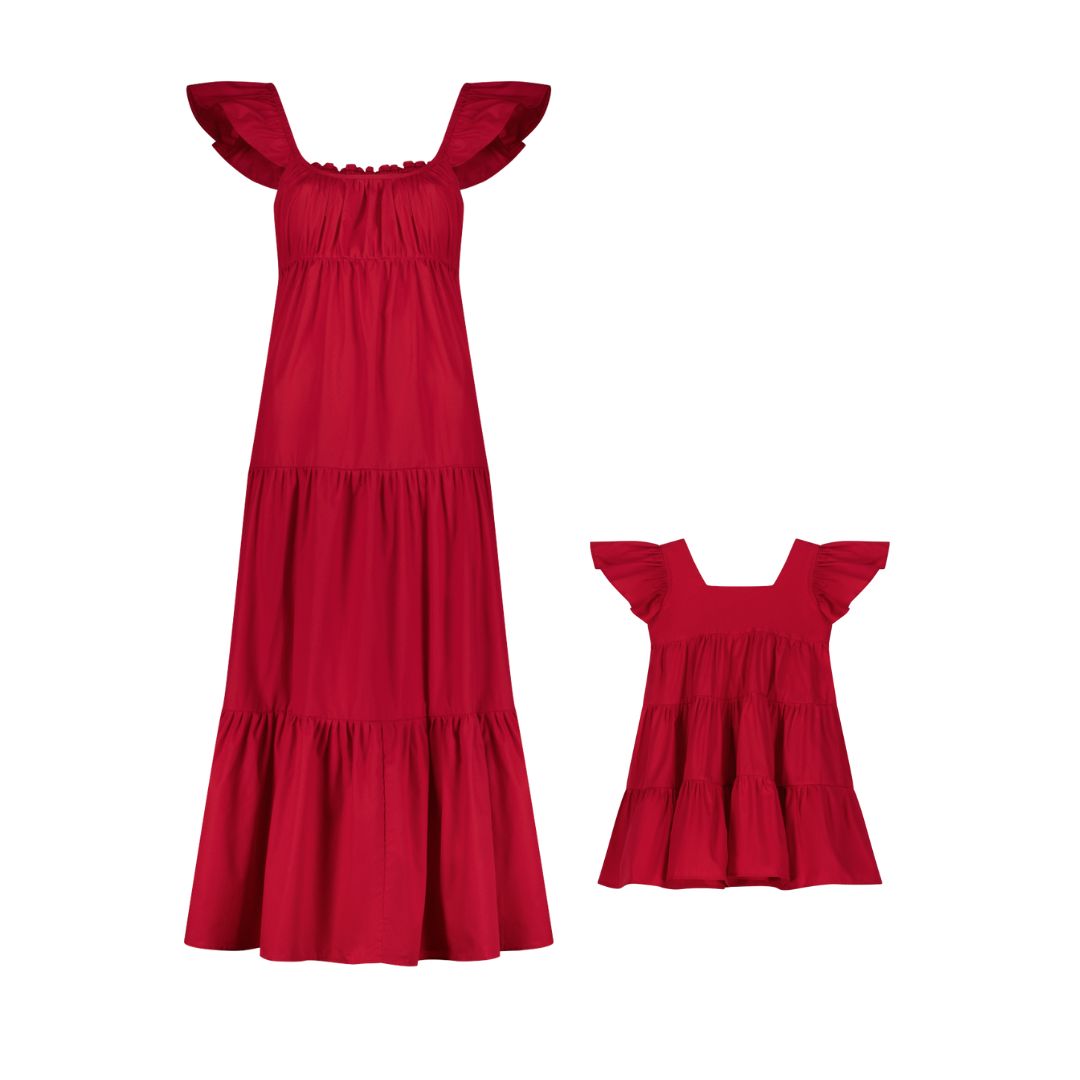Matching Mummy and Me Red Dresses Christmas Dubai