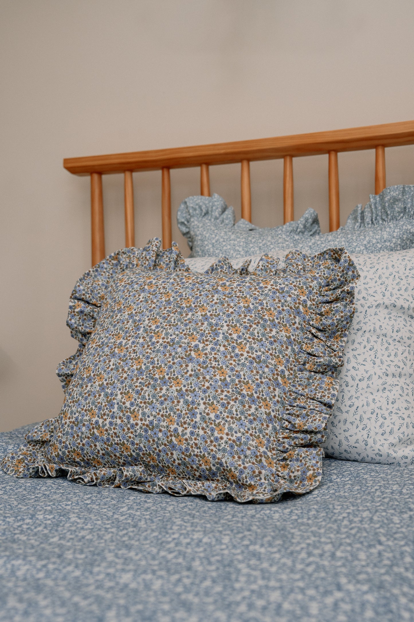 "Forget-Me-Not" - Floral Frill Pillow