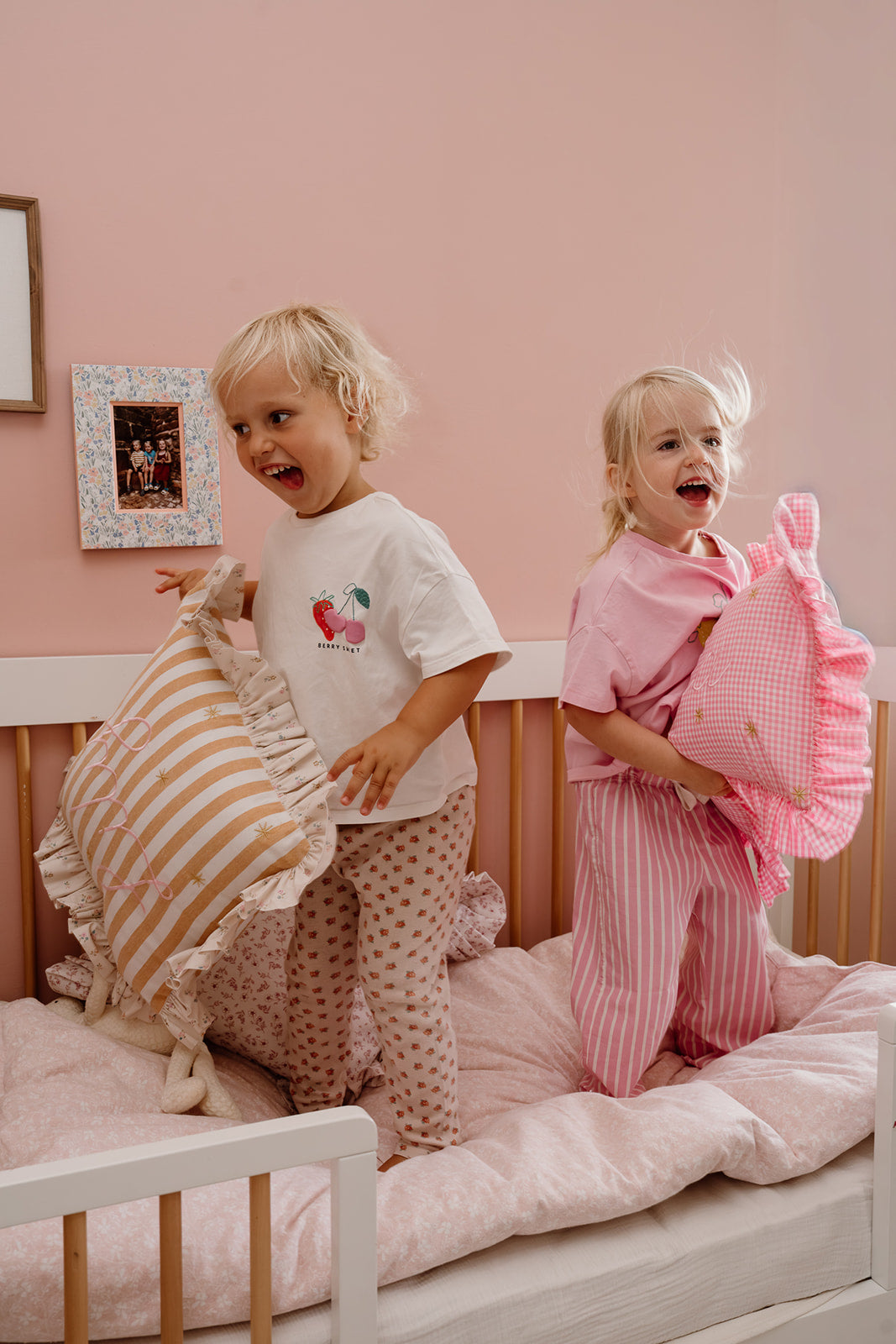 Girls Room Pink Gingham Frilled Personalised Name Pillow Dubai - Carob