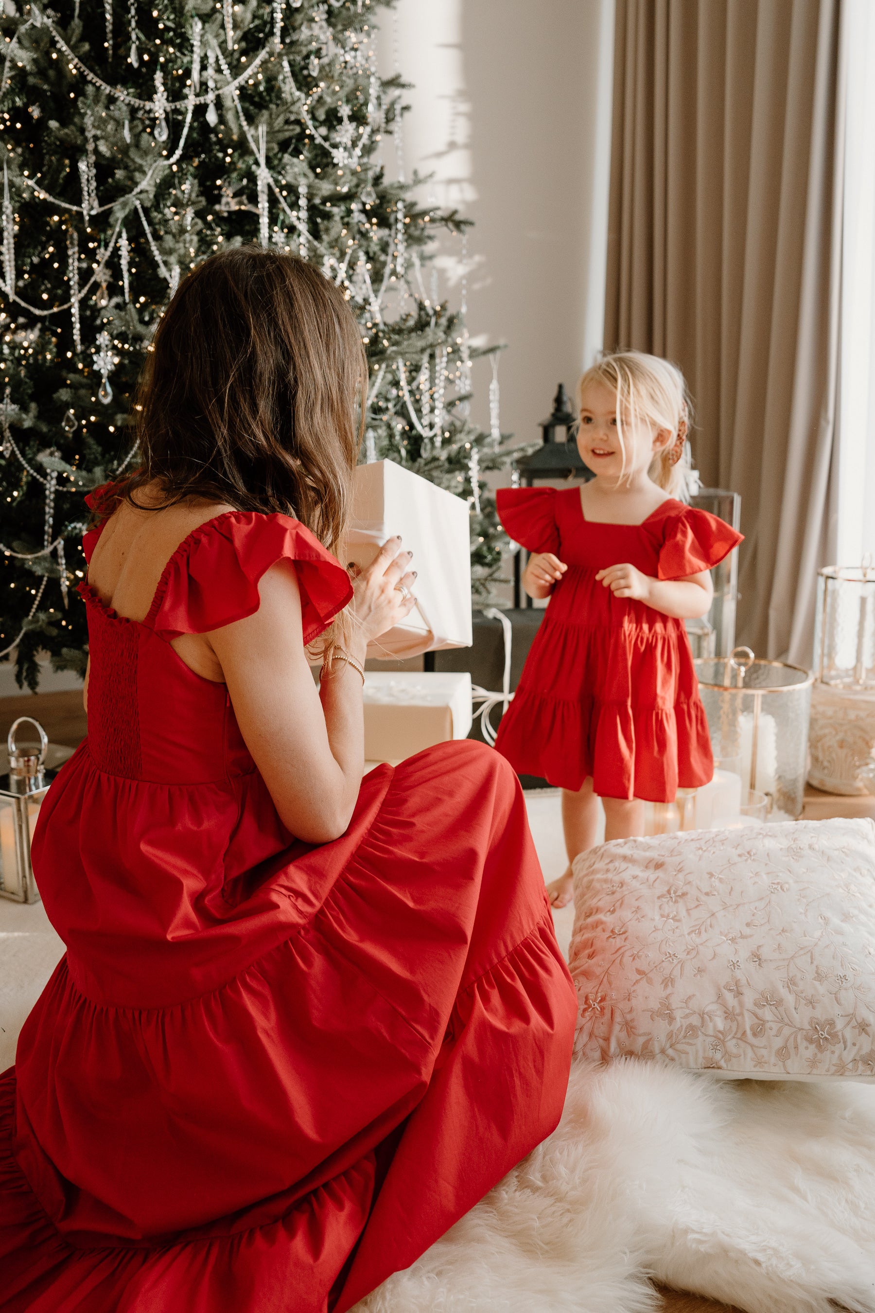 Matching Mummy and Me Red Dresses Christmas Dubai