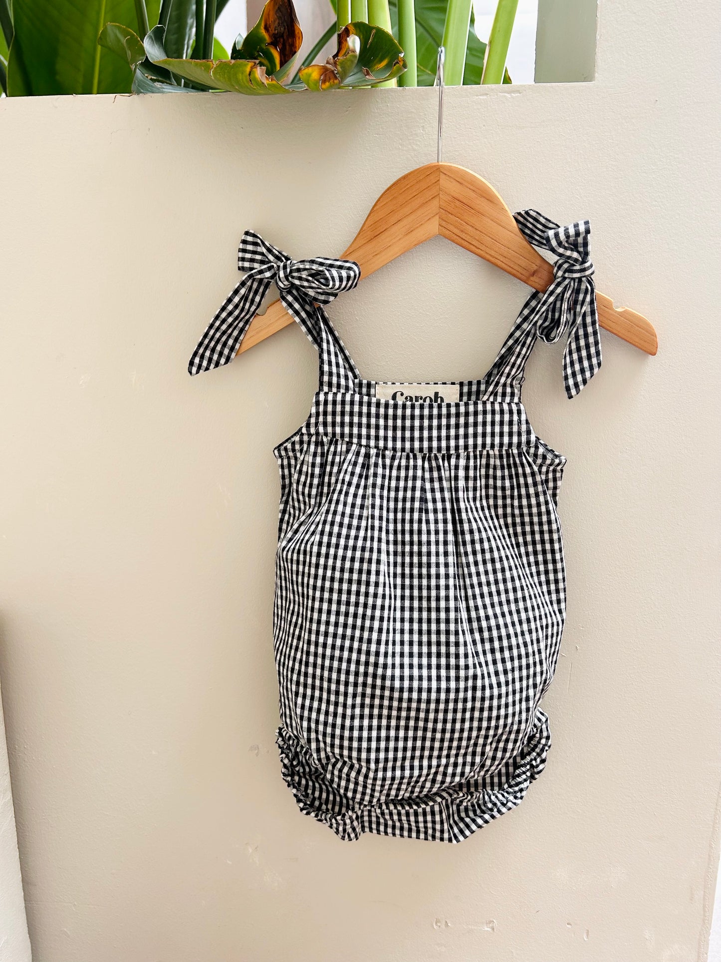 Baby Annie Romper (Black Gingham)